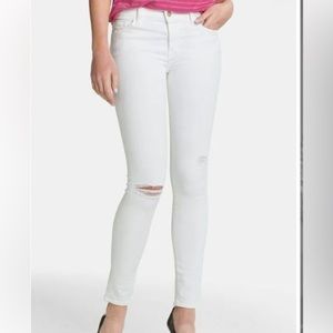 J brand white skinny fit high rise ripped skinny jeans size 27
